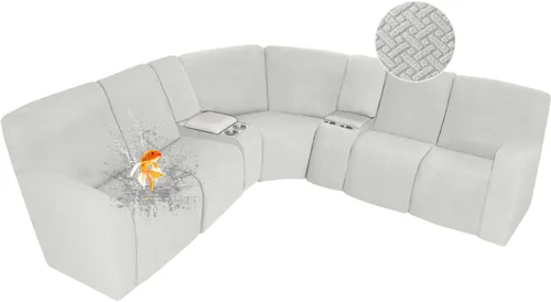 Vista 16 de ALIECOM Fundas 100% impermeables para sofá seccional reclinable, forma de L, elásticas, para esquina, funda para sofá seccional reclinable, lavable