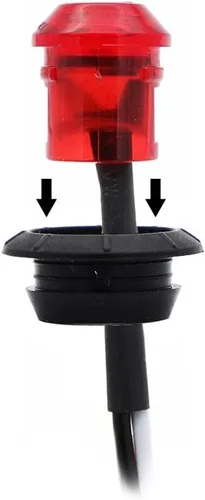 Vista 4 de Meerkatt (Paquete de 10) 3/4 Pulgada Mini Redonda Roja LED Luz de Señalización Lateral con Gomas de Goma Universal Se Ajusta a Camión de Remolque