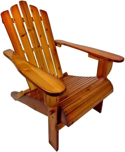 Vista 2 de Silla Adirondack plegable de madera para uso en exteriores e interiores, cómodo diseño de salón con asiento ancho y reposabrazos, acabado de roble