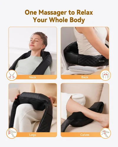 Vista 7 de Masajeador de cuello con calor, masajeador de cuello para aliviar el dolor de tejido profundo, masaje de amasamiento de tejido profundo 4D
