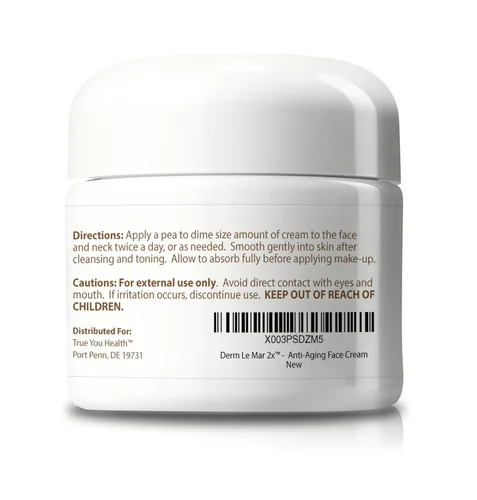 Vista 3 de Derm Le Mar 2x Crema facial antienvejecimiento - 2 meses de suministro - Fórmula mejorada con vitamina C, A y E - Ayuda a niveles saludables
