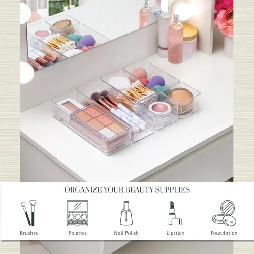 Vista 3 de Organizadores de plástico transparente para maquillaje, conjunto de 6