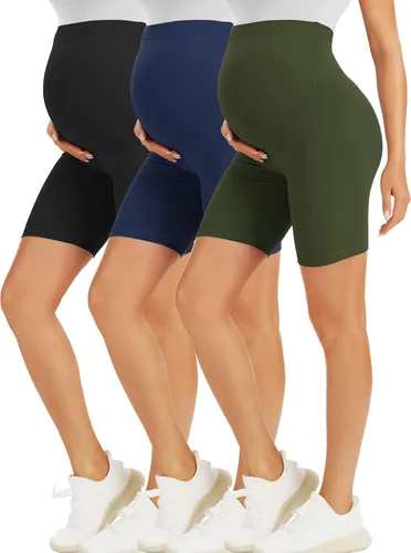 BONVIGOR Pantalones cortos de maternidad sobre el vientre, para entrenamiento, yoga, atlético, embarazo, pantalones cortos de descanso