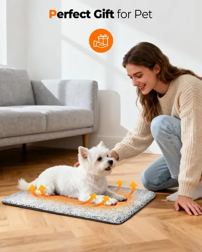 Vista 5 de Cama Autocalentable para Gatos, Almohadilla Térmica Súper Suave para Jaula de Perros, Sofá, Piso, Lavable, Antideslizante, Tapete Autocalentable
