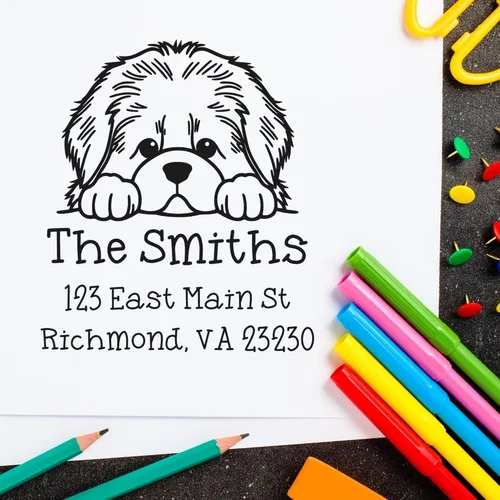 Vista 217 de Sello de alta calidad para cachorros Airedale Terrier – Sello de dirección personalizado – Ideal para los amantes de los perros – Elección de 5