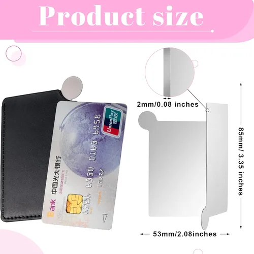 Vista 2 de Jetec 10 espejos compactos de bolsillo, mini espejo para bolso, cartera, pequeño, de acero inoxidable, irrompible con funda de piel sintética