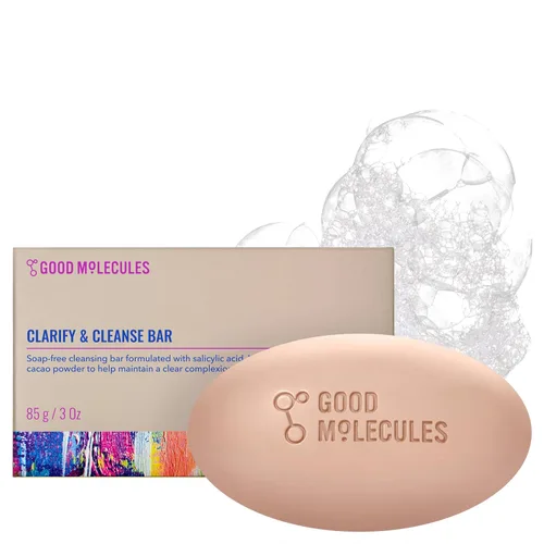 Good Molecules Clarify and Cleanse Bar - Barra sin jabón con ácido salicílico, BHA para equilibrar y limpiar el tono de la piel, limpiador corporal