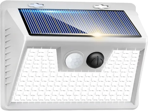 Vista 28 de Peasur Luces Solares para Exteriores con Sensor de Movimiento, 140 LED Luz Solar Alimentada por Energía Solar para Cerca Impermeable, 3 Modos