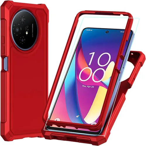 Vista 10 de Funda para TCL 50 XL/60 XE 5G con protector de pantalla de cristal, TCL 50XL, diseño de doble capa, absorbente de golpes, cuerpo completo, protector