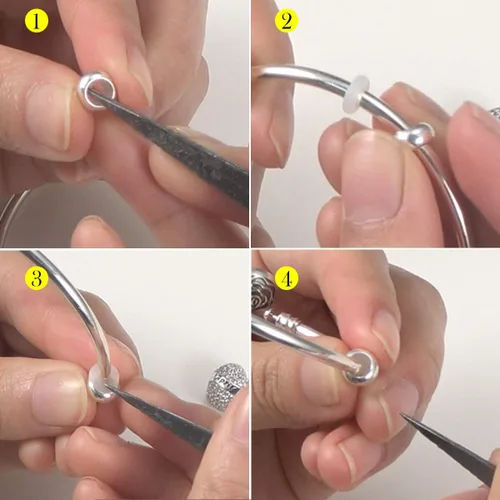 Vista 2 de DALARAN Cuentas de tope para pulseras de plata de ley 925 con clip espaciador tapones de pulsera Esmalte