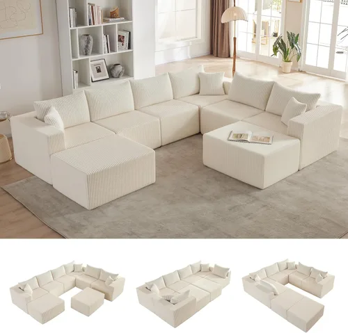 Vista 41 de Weture 95''Modular Sectional Sofa with 1 Chaise and 1 Ottoman, Boneless couches for Living Room Furniture,Comfort U Shaped Sofa， Deep Seat Corner