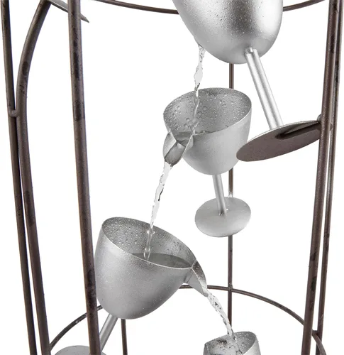 Vista 10 de Alpine Corporation IPS210 Fuente de agua ecléctica rústica con forma de botella con copas de vino escalonadas, 44 pulgadas, marrón