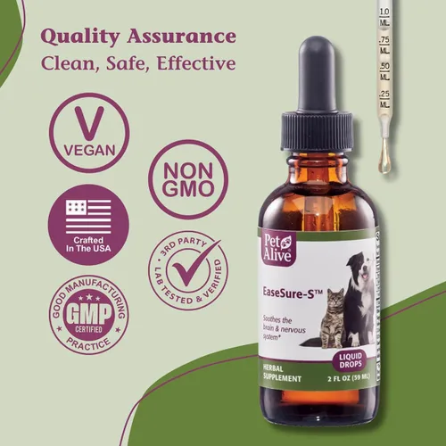 Vista 7 de PetAlive EaseSure-S - Suplemento de hierbas totalmente naturales para los síntomas de las convulsiones de mascotas - Reduce los movimientos