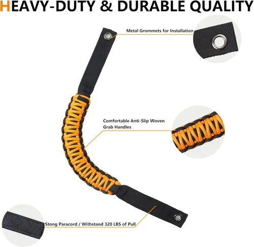 Vista 7 de Asas de Agarre para Barra Antivuelco para Ford Bronco 2021 2022 2023 2024 2025 de 2 Puertas 4 Puertas Accesorios Mango de Agarre de Paracord, Sin