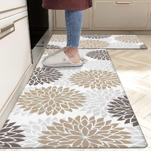 Vista 20 de HEBE Juego de tapetes antifatiga para cocina, 2 piezas, antideslizantes, para piso, tapetes de cocina acolchados, impermeables, cómodos
