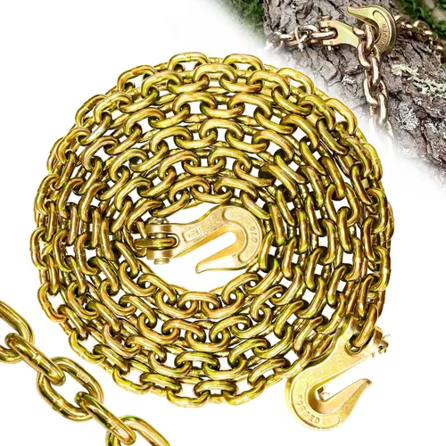 Vista 13 de Cadena de Sujeción de 10 Pies con Grado 80, Cadena de Elevación con Ganchos de Resorte Clevis de 1/2 Pulgada, Límite de Carga de Trabajo de 11300