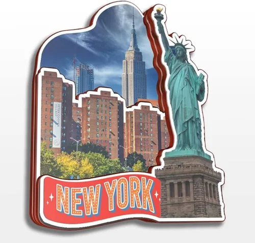 Vista 21 de Buffalo - Imán de nevera de madera en 3D de madera de Nueva York, Estados Unidos, Estados Unidos, hecho a mano, recuerdos de la ciudad, imán