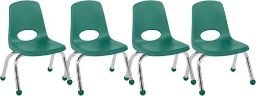Vista 57 de FDP - Silla escolar apilable de 14 pulgadas, asiento apilable para estudiantes con patas de acero cromado y deslizadores giratorios de nailon