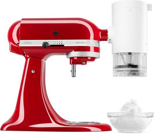 Vista 2 de KitchenAid Accesorio para hielo de afeitado, KSMSIA, blanco, 4 moldes y KitchenAid KSMMGA accesorio de metal para molinillo de alimentos, plateado