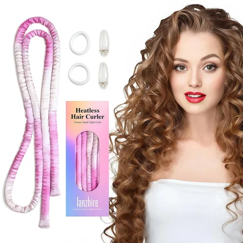 Vista 13 de Lanzhire Cintillo rizador sin calor para cabello largo y corto - Rizadores sin calor delgados para dormir (negro)