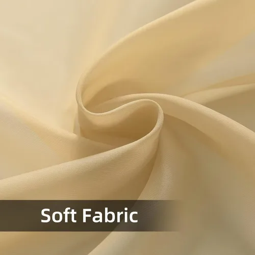 Vista 7 de SpaceDresser Cortinas traslúcidas impermeables para patio y exteriores – 2 paneles de cortina transparente con bolsillo para barra para sala de Beige