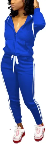 Vista 3 de TOPSRANI - Trajes deportivos de dos piezas para mujer, sudaderas casuales, traje deportivo liso, conjunto de pantalones de sudadera para trotar
