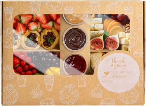 Vista 7 de Bandeja desechable de cartón resistente, paquete de 5 unidades, bandeja de pícnic con tapa para 8-12 personas para llevar, tabla de charcutería