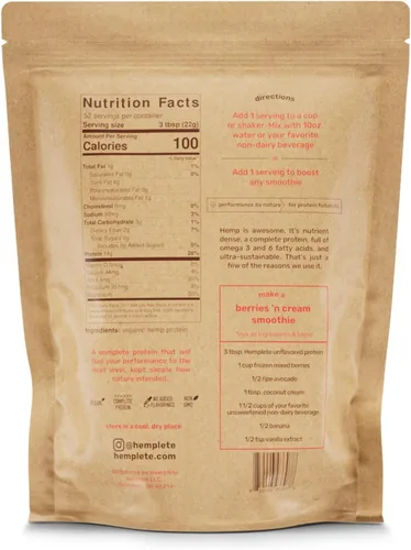 Vista 8 de Polvo de proteína vegana orgánica sin sabor de corazón de cáñamo, a base de plantas para una nutrición equilibrada, totalmente natural, 1