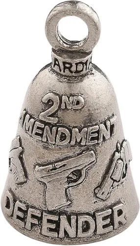 Guardian Bell Campana patriótica de buena suerte con llavero y bolsa de regalo de terciopelo negro | Campana de motocicleta | Peltre sin plomo |