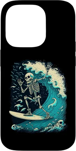 Vista 17 de Funda para iPhone 11 Pro con diseño de esqueleto de surf para colgar diez impresionantes calaveras onduladas