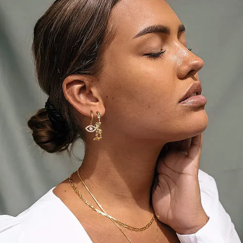 Vista 5 de MYEARS - Arracadas para mujer, con forma de C abierta, con relleno de oro de 14 quilates, joyería pequeña, sencilla, hecha a mano e hipoalergénica