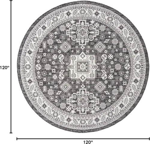 Vista 90 de Unique Loom Outdoor Aztec Collection Alfombra de área, Chalca (7 pies 10 pulgadas, cuadrada, azul/marfil)