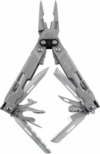 Vista 10 de SOG PowerAccess Deluxe Multiherramienta de Acero Inoxidable de Servicio Pesado Todo Uso con Funda de Nylon, Dos Hojas de Cuchillo, Abrelatas y Negro