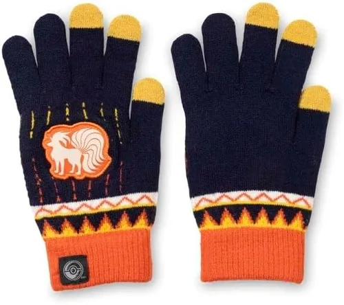 Vista 3 de Pokémon Center: Ninetales - Guantes festivos para pantalla táctil (talla única), Multi colorido
