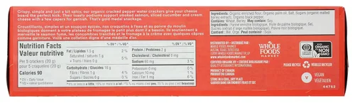 Vista 2 de 365 by Whole Foods Market, Galletas de agua orgánicas con pimienta agrietada, 4.4 onzas