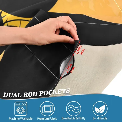 Vista 4 de YETTASBIN Cortina de cocina de Halloween con diseño de gato para ventanas, 1 panel, semitransparente corta con bolsillo para barra, cenefas