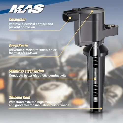 Vista 5 de MAS Juego de 4 bobinas de encendido compatibles con Ford Mzda Mercury Escape Focus Tribute Mariner 2.0L 2.3L DOHC Reemplazo para FD505 DG501 DG504