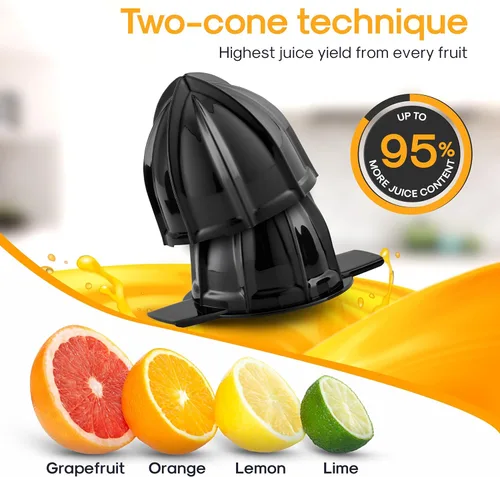 Vista 3 de LEBENLANG Exprimidor de naranjas eléctrico sin BPA – 27 onzas y 2 conos con control de pulpa I Exprimidor automático y eléctrico para cítricos