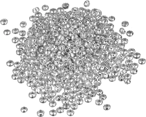 Vista 14 de uxcell 1000 cuentas redondas de engarzado, cuentas espaciadoras de extremo de crimpado de 0.079 pulgadas, pequeños tapones para hacer pulseras