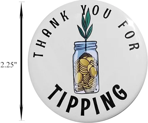 Vista 3 de Botón de puntas: Gracias por inclinar el pin del tarro - botón pinback de 2.25 pulgadas