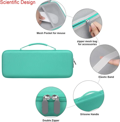 Vista 4 de Elonbo Estuche rígido de transporte para teclado inalámbrico mecánico Logitech POP, portátil, Bluetooth, teclado externo, bolsa de viaje, bolsillo