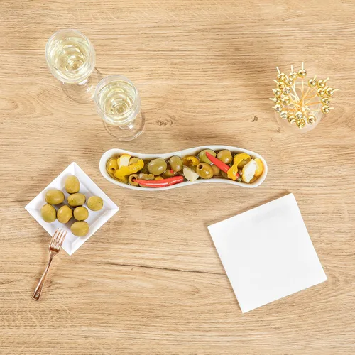 Vista 8 de Restaurantware - Plato de oliva de porcelana curvada, 6 onzas, color blanco