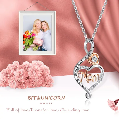 Vista 3 de BFF&UNICORN - Collar de plata de ley S925, regalo para la abuela, nana y madre