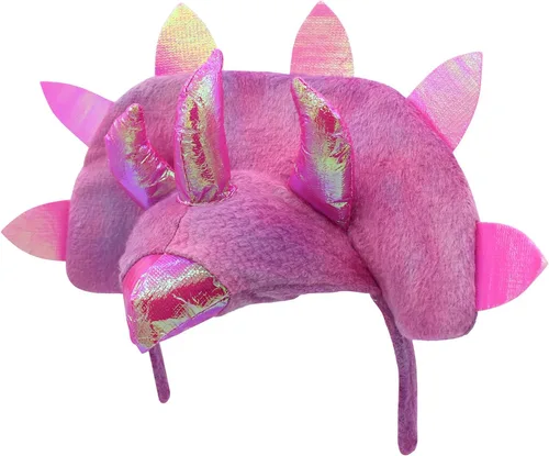 Vista 2 de Nicky Bigs Novelties Triceratops - Diadema de dinosaurio de 3 cuernos para adultos, juego de accesorios coloridos