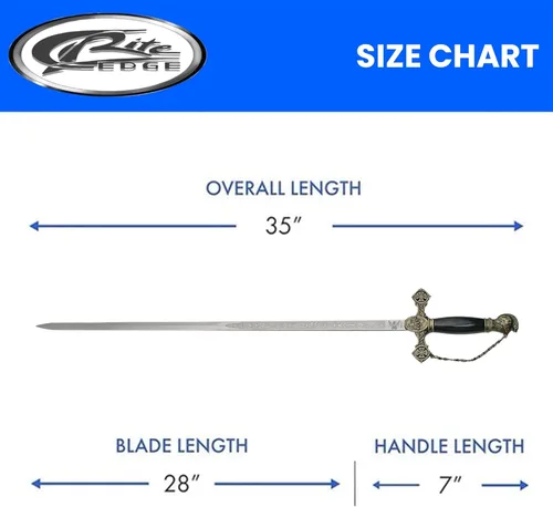 Vista 5 de SZCO Espada de caballero templario de 37 pulgadas, aspecto de espada real medieval con hoja de acero inoxidable grabada, protector y pompa de latón
