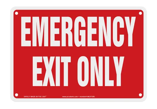 Vista 5 de Accuform Señal de seguridad "Solo salida de emergencia", Accu-Shield™, 7 x 10 pulgadas (MEXT586XP)