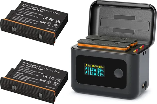 Vista 11 de X4 Baterías de aire (2 paquetes) con concentrador de carga rápida de 27 W, estuche de carga rápida dual con pantalla LCD, hub de cargador