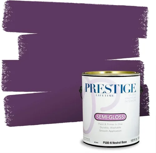 Vista 56 de PRESTIGE Pinturas de pintura interior e imprimación en uno, 1 galón, plano, combinación comparable de Sherwin Williams* Kimono Violet*
