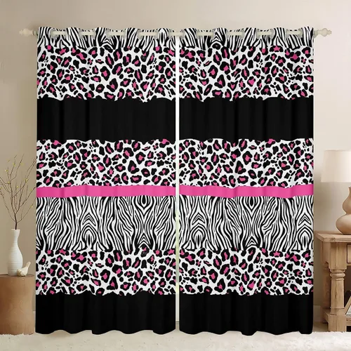 Vista 10 de Feelyou Cortinas opacas con estampado de leopardo de 30% a 50%, cortinas de oscurecimiento con estampado de guepardo para dormitorio, para niños