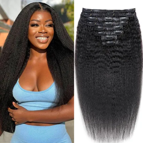 Vista 48 de Extensiones de cabello con clip de 12 pulgadas, rizado birmano, negro natural, extensiones de cabello con clip rizado birmano, cabello humano real